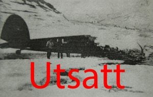 Fly fra krigen på Fjordbotneidet, med teksten "Utsatt"